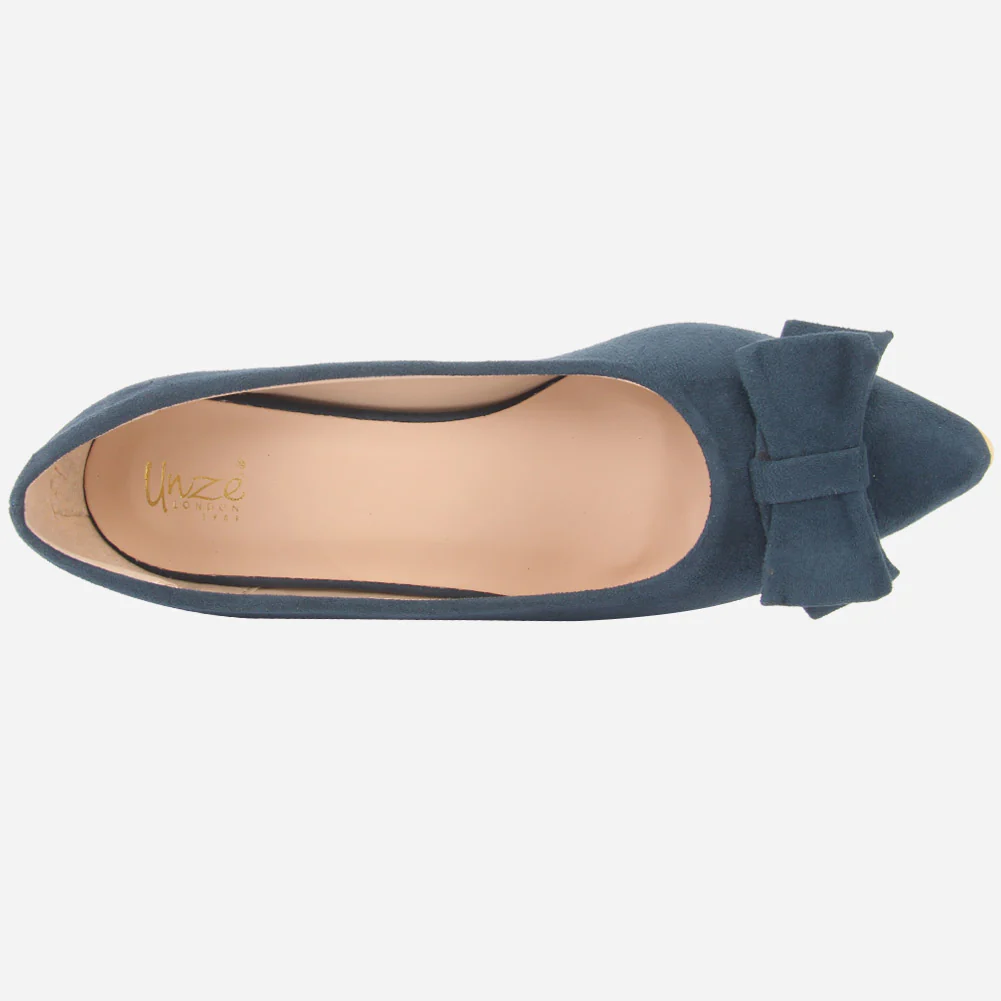 Women "ARAYA" Block Heel Suede Court Shoes - Image 4
