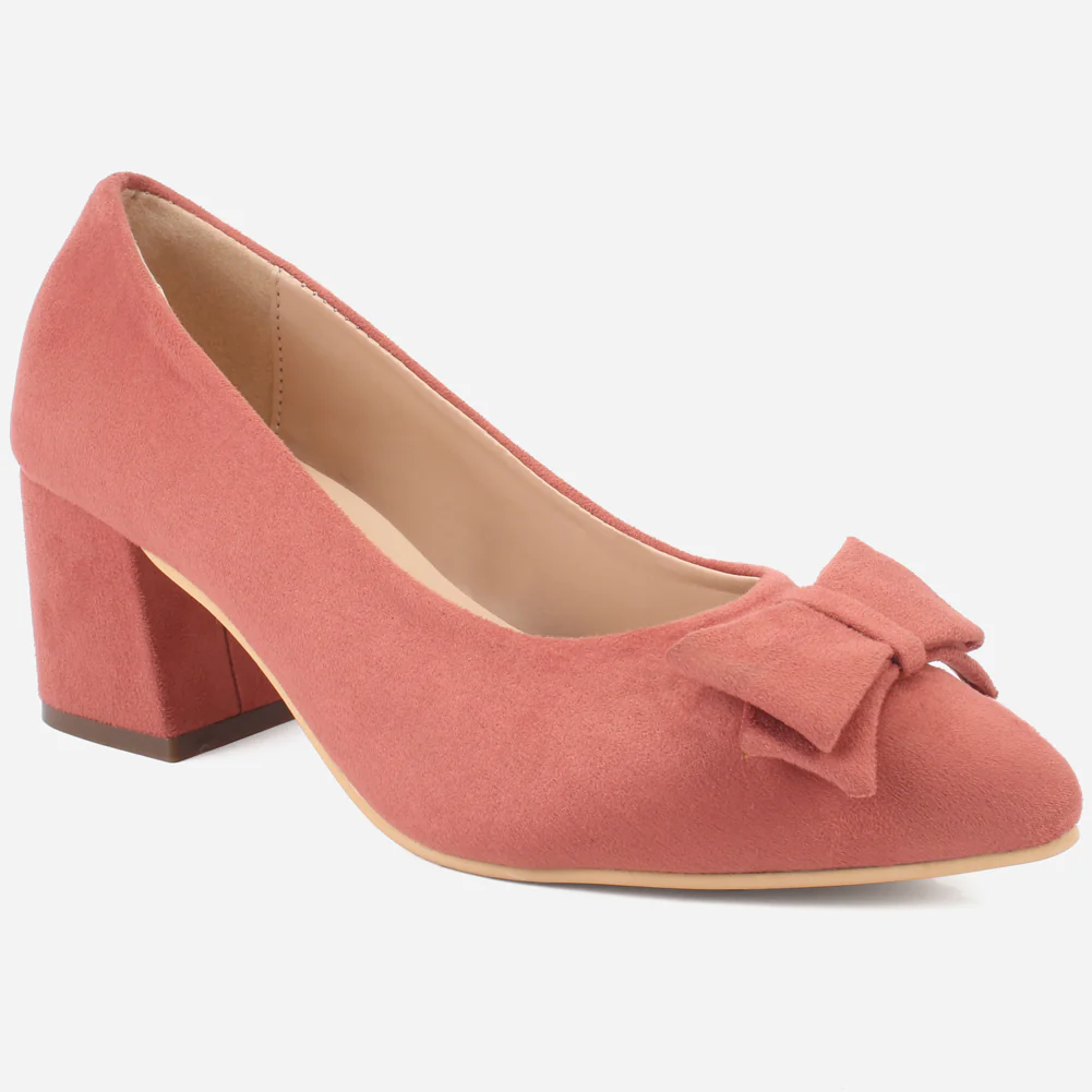 Women "ARAYA" Block Heel Suede Court Shoes