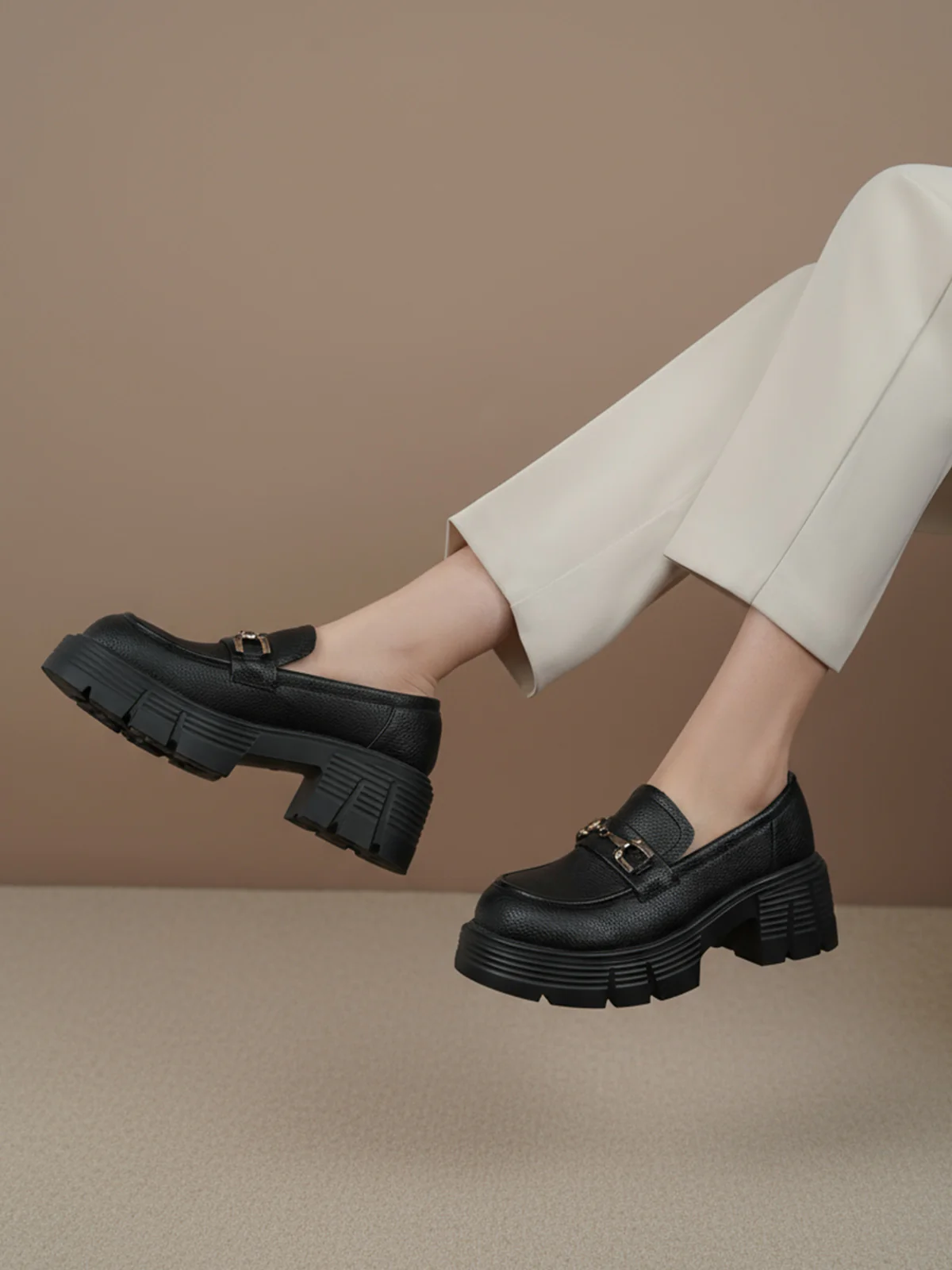 Women "ARNULF" Classic Metallic Buckle Loafers - Image 6
