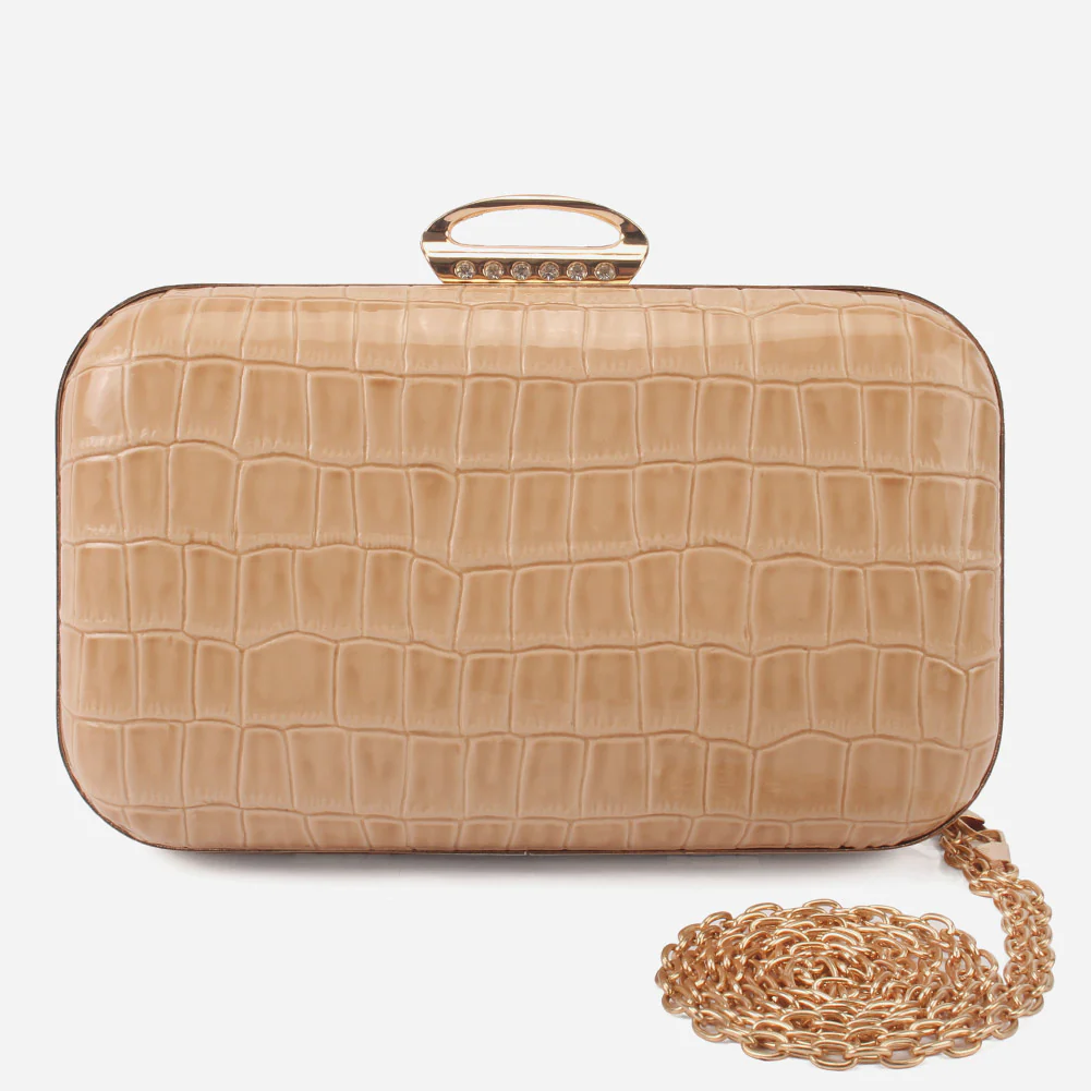 Women "DYLA" Synthetic Golden Buckle Clutch