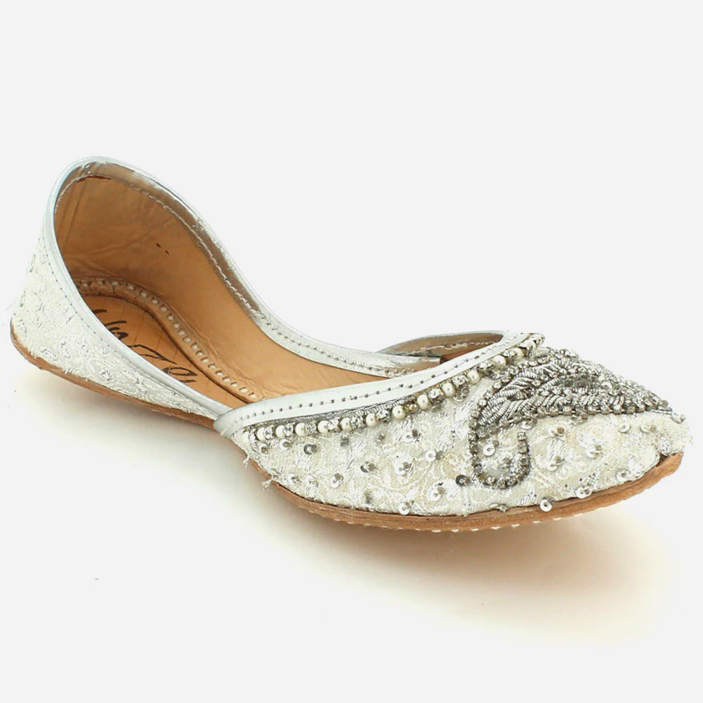 Women “ECRU” Indian Beaded Sequins Tila Flat Khusa