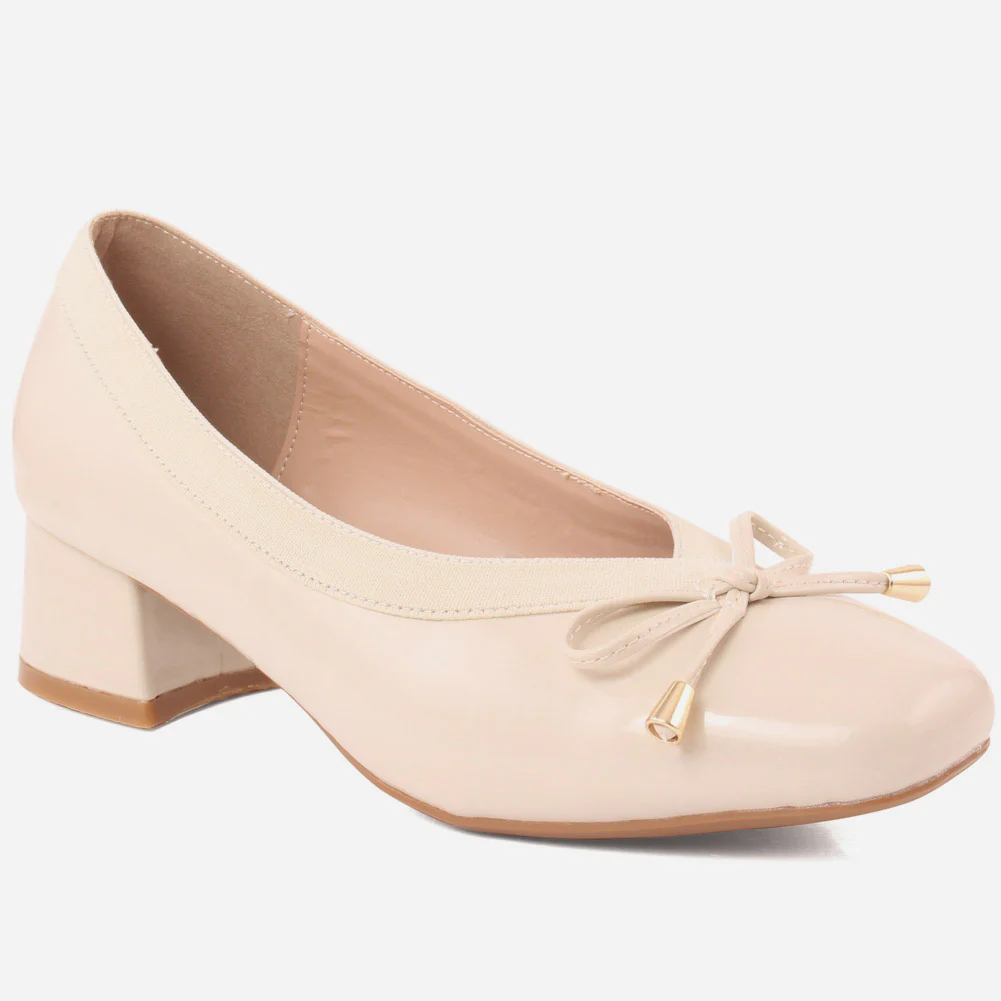 Women "ELITA"Glossy Patent Bow Court Shoes