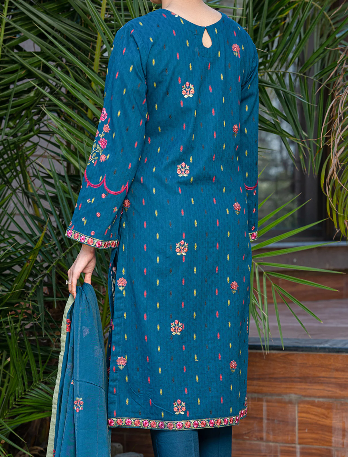 "ENFLEDA" Embroidered Dobby Two Piece Suit - Image 3
