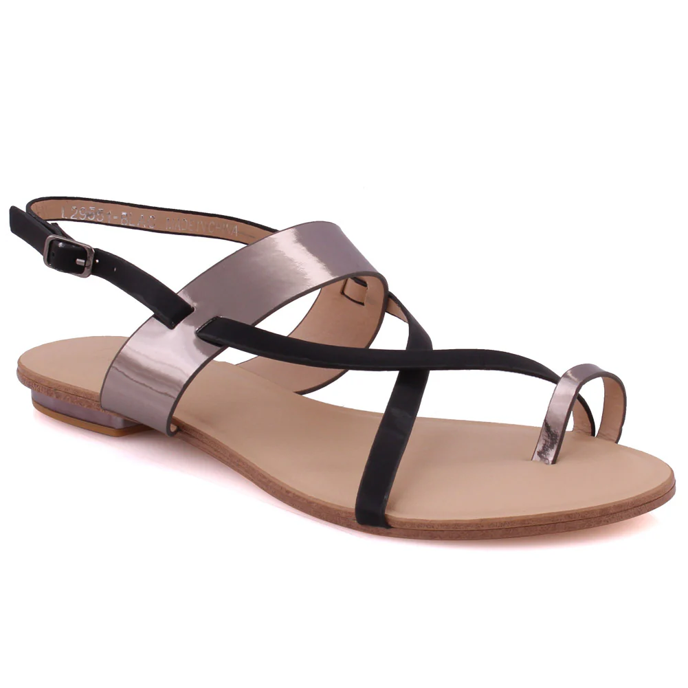 Women āForbesā Metallic Strap Flat Sandals
