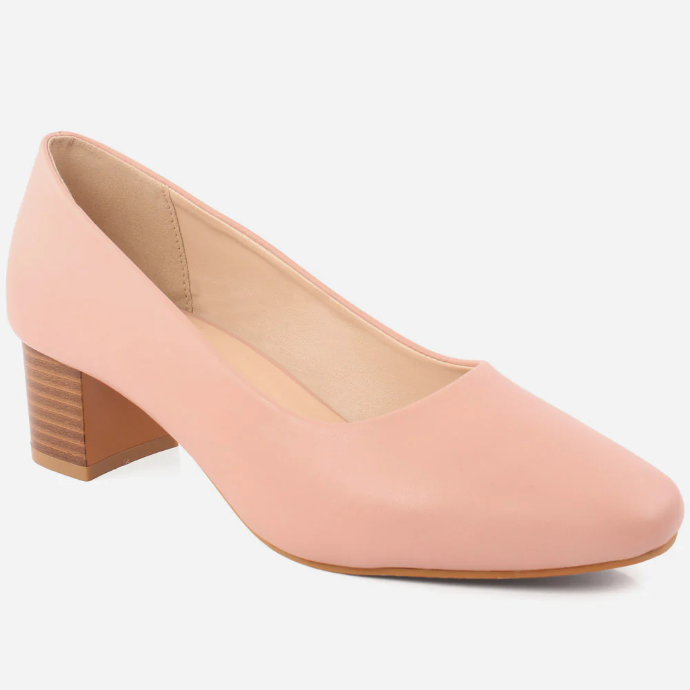 Women "Jole" suede rounded almond toe block heel court shoes