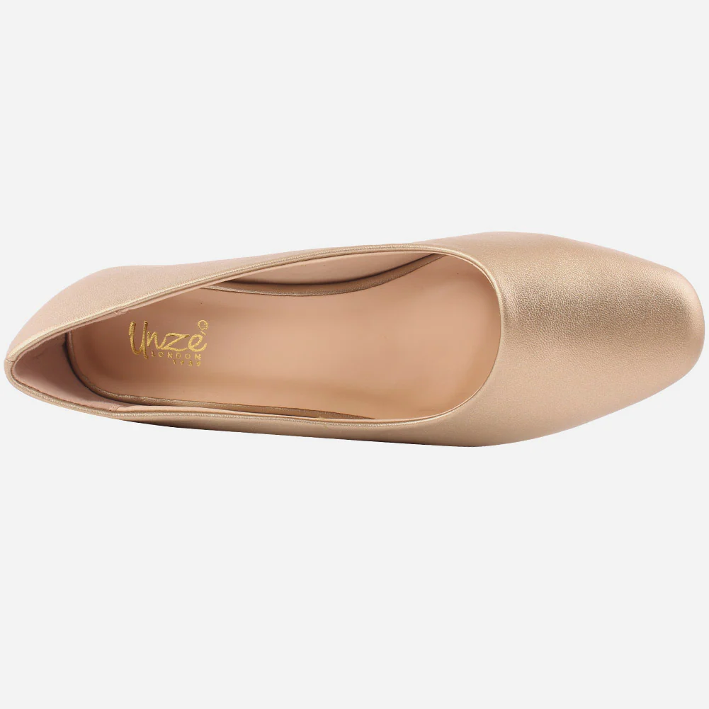 Women "Jole" suede rounded almond toe block heel court shoes - Image 4