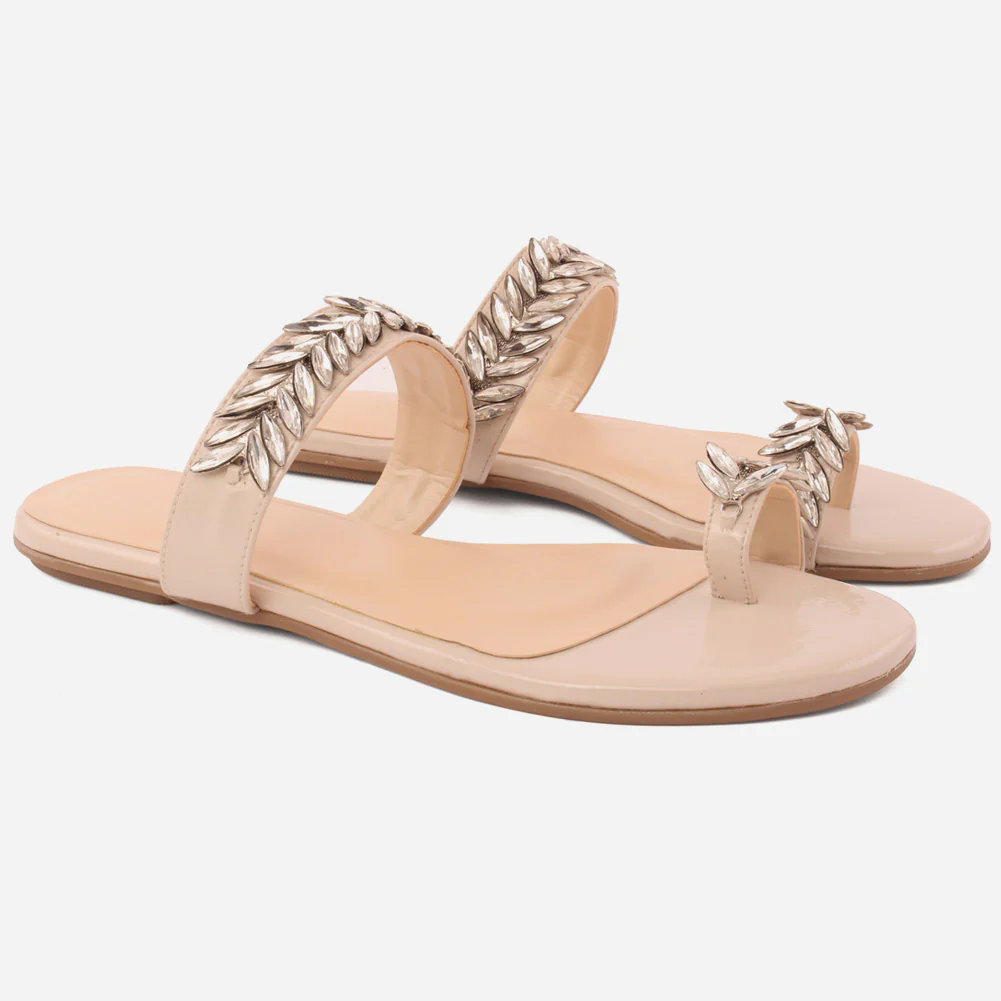 Women "Kemma"Glamorous Metallic Gemstone Slippers - Image 2