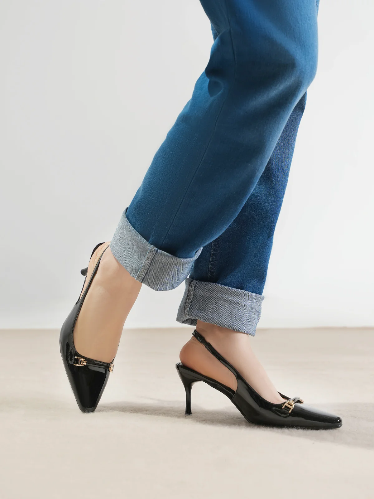 Women "KENELM" Glossy Pointed Toe Sandals - Image 3