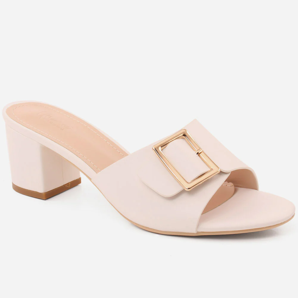 Women "KRISTA" Plain Textile Open Toe Slip On Sandals