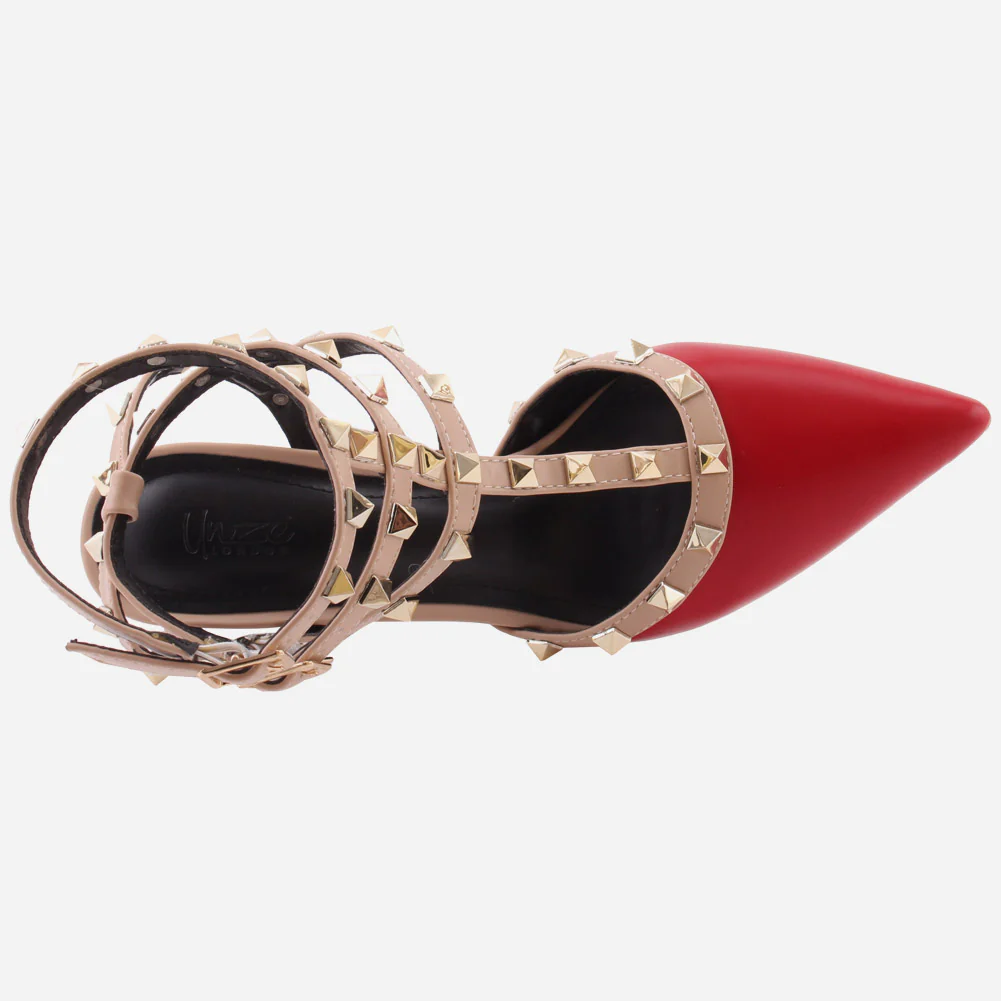 Women "MYMA"Studded Tri-Strap Stiletto Heel Sandals - Image 4