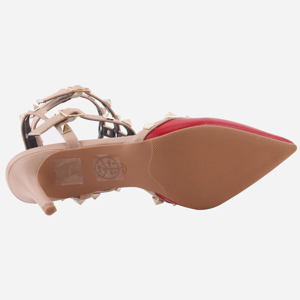 Women "MYMA"Studded Tri-Strap Stiletto Heel Sandals - Image 5