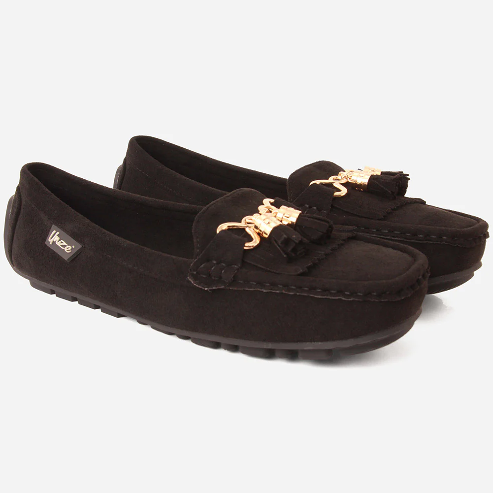 Women "PATICE" Moosehide Fringed Kilty Moccasins - Image 2