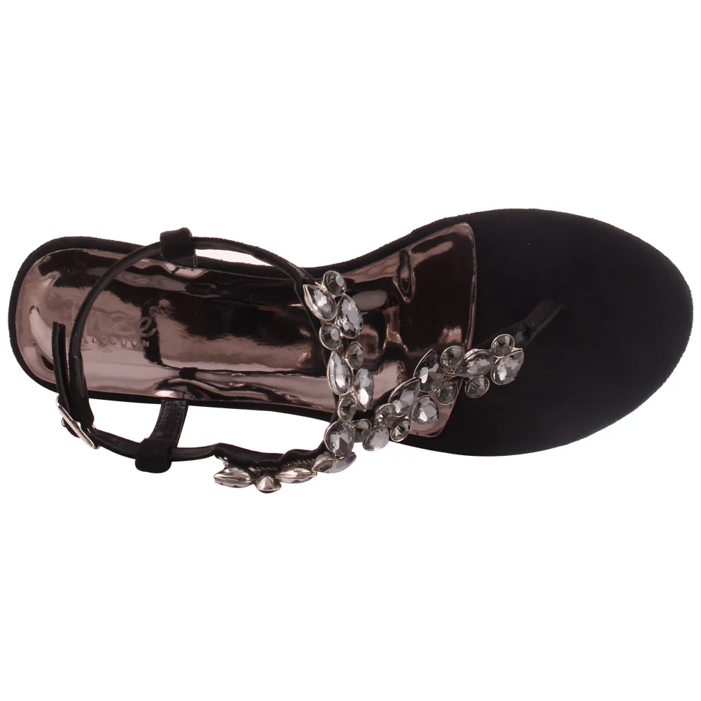 Women “RHONA” T-Strap Buckle Strap Embellished Thong Sandals - Image 4