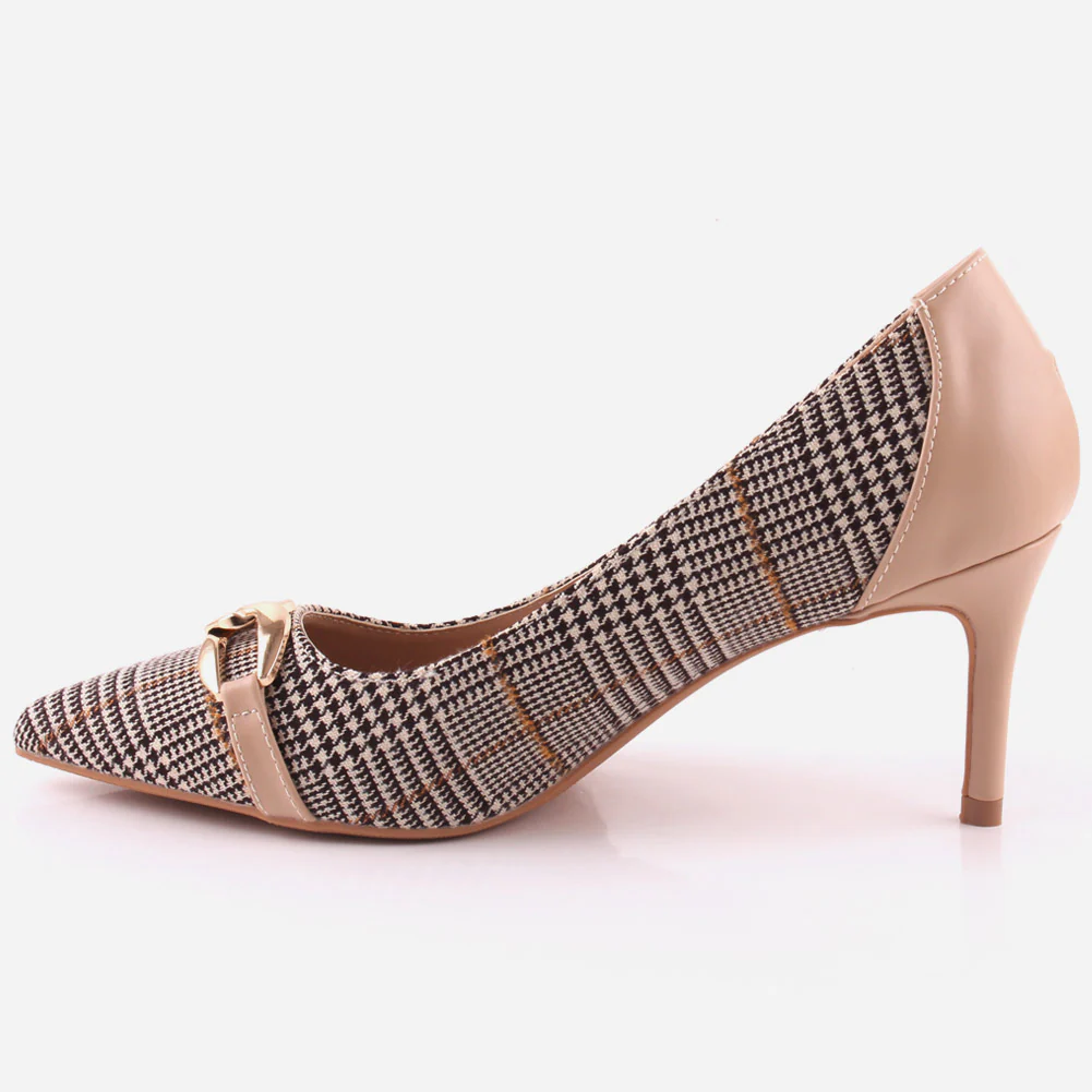 Women "ROMILY" Suede Platform Chain Buckle Patent Stiletto Court Shoes - Image 3