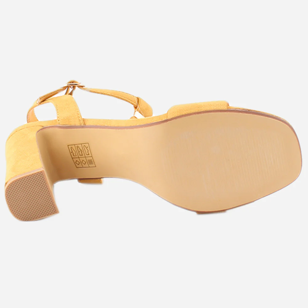 Women "ROSE" Block T-Strap Buckle Closure Slip On Block Heel Sandals - Image 4