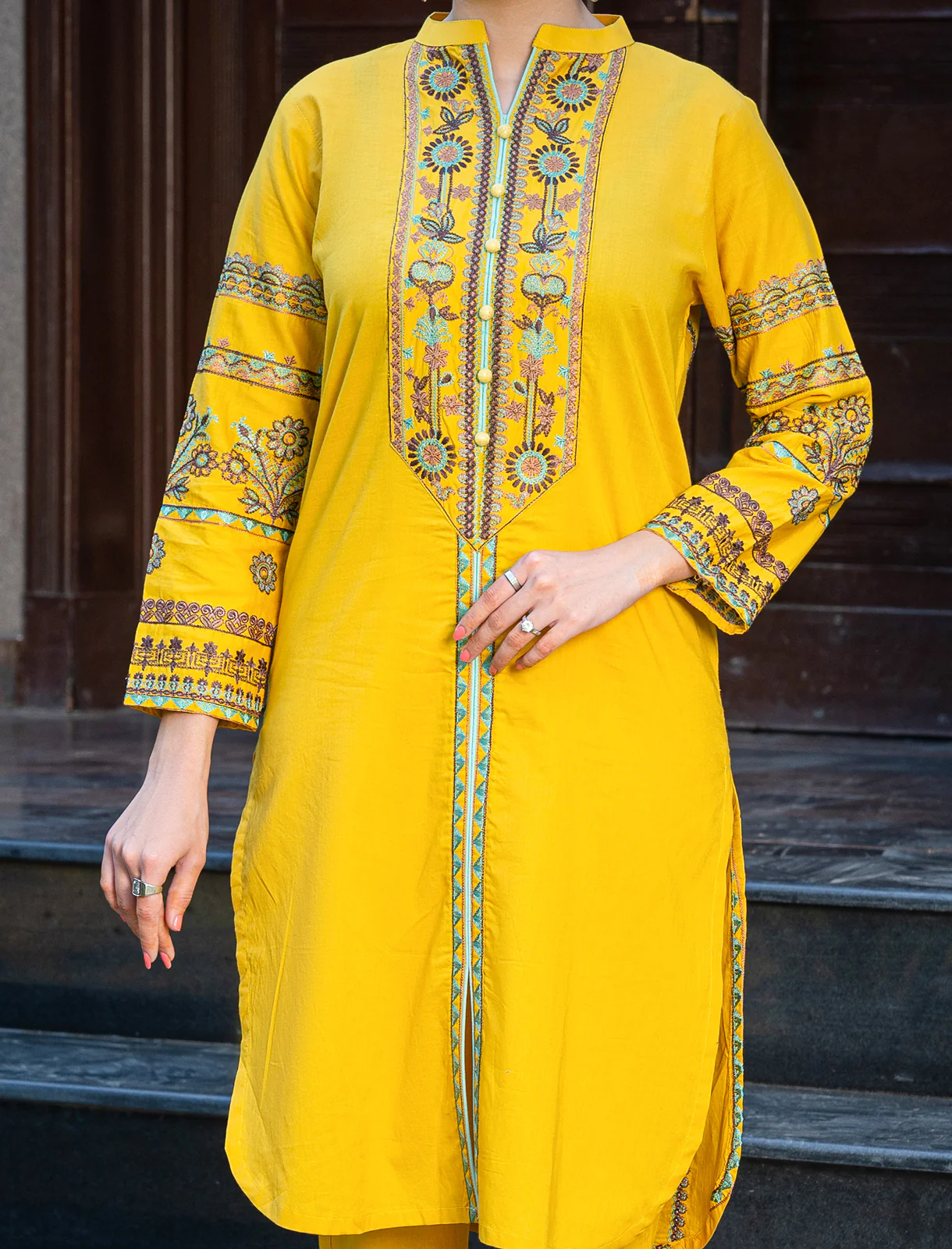 Women "ZEYNEP" Embroidered Lawn Summer Shirt - Image 2