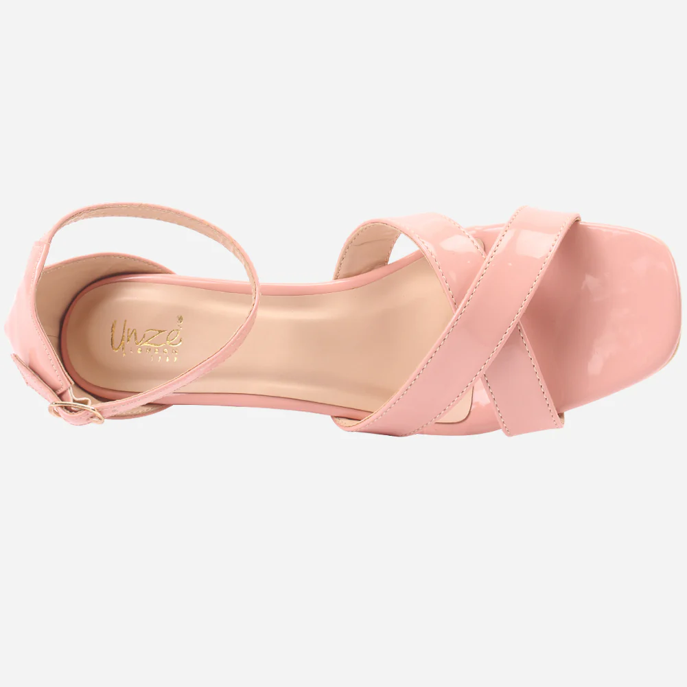 Women "ZUHAI" Glossy Crossover Wedge Sandals - Image 4
