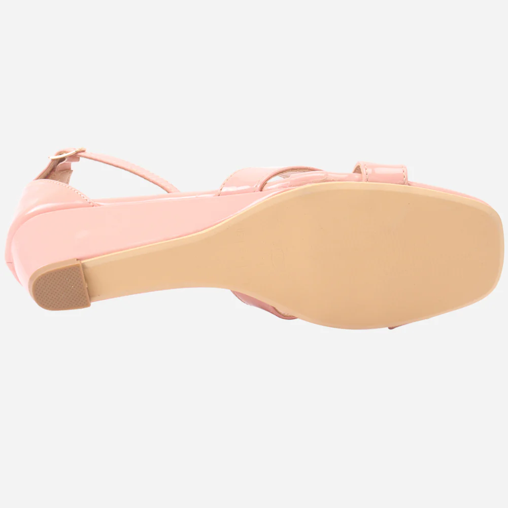 Women "ZUHAI" Glossy Crossover Wedge Sandals - Image 5