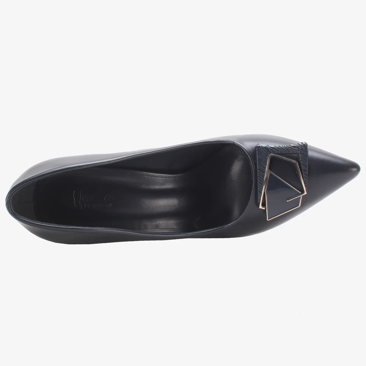 Womens "AINSLEY" Pointed Toe Block Heeled Courts - Image 4