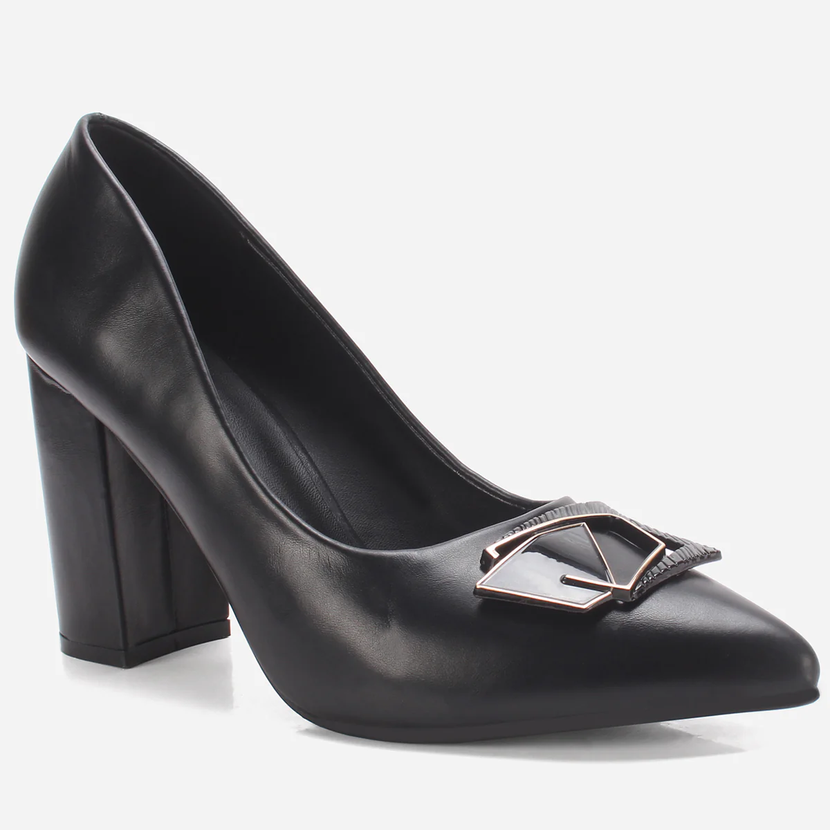 Womens "AINSLEY" Pointed Toe Block Heeled Courts