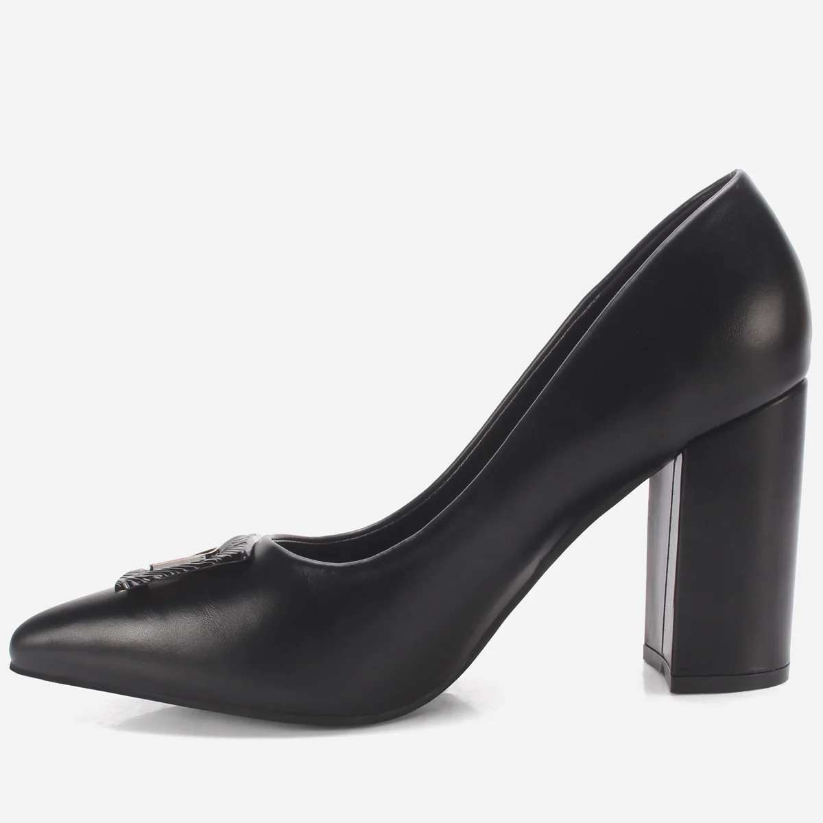 Womens "AINSLEY" Pointed Toe Block Heeled Courts - Image 3
