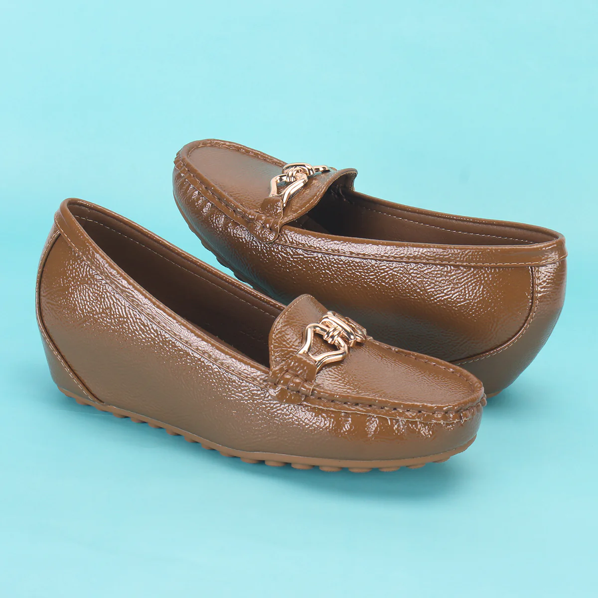 Womens "ALORA" High Wedge Comfy Moccasins - Image 6