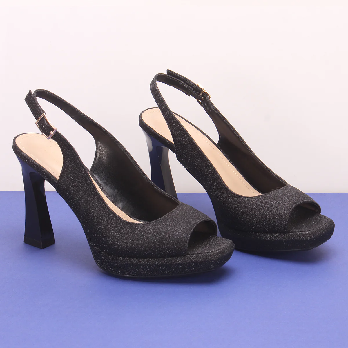 Womens "ANAORIA" Glitter Wedding Platform Sandals - Image 6