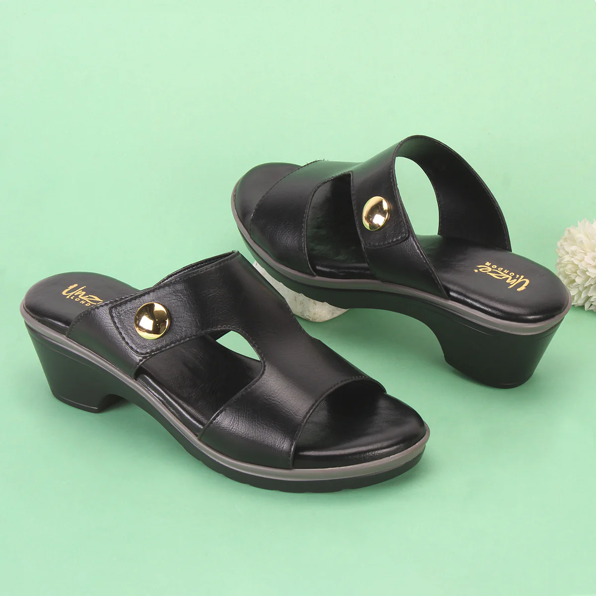 Womens "BERENIKE" Open Toe Block Heel Sandals - Image 6