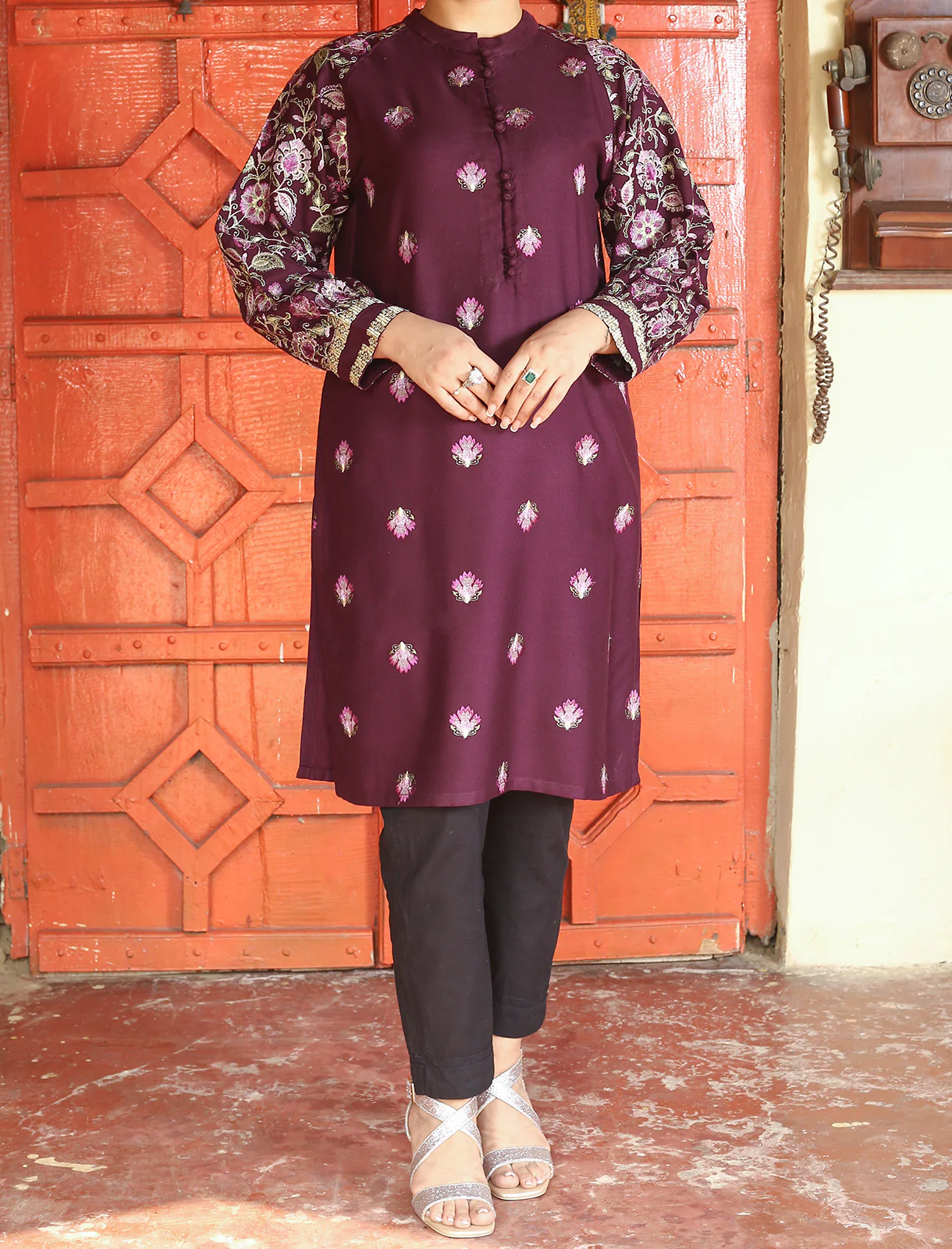 Women's "BLEUET" Woolen Stitched Shirt