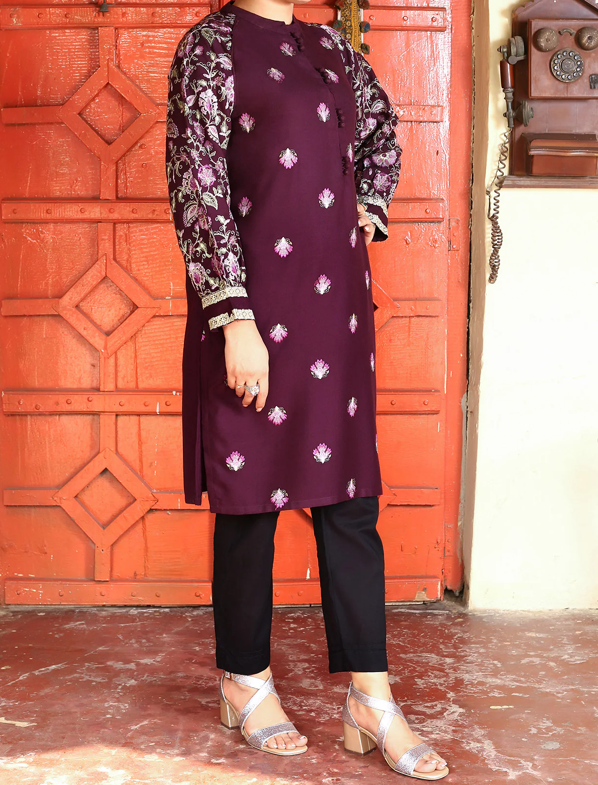 Women's "BLEUET" Woolen Stitched Shirt - Image 2