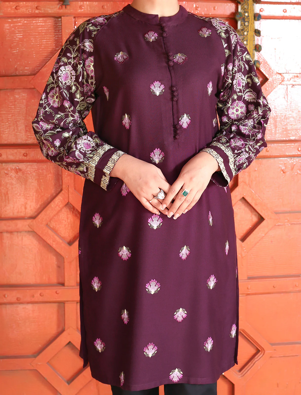 Women's "BLEUET" Woolen Stitched Shirt - Image 3