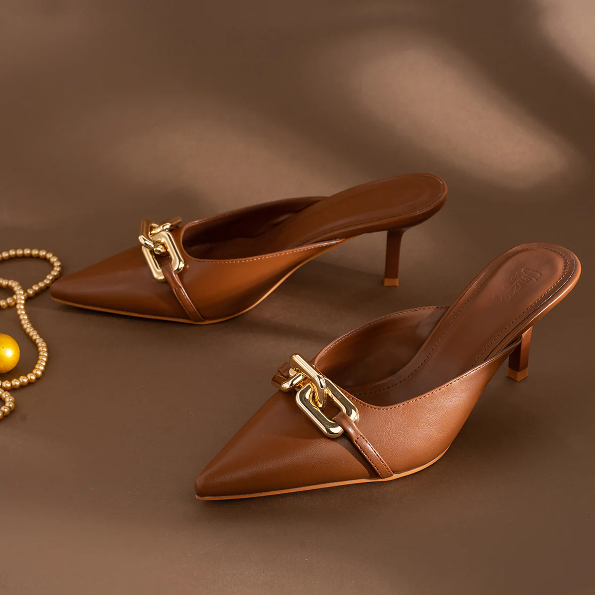 Womens "BRANDY" Pointed Toe Decorated Heeled Sandals - Image 6