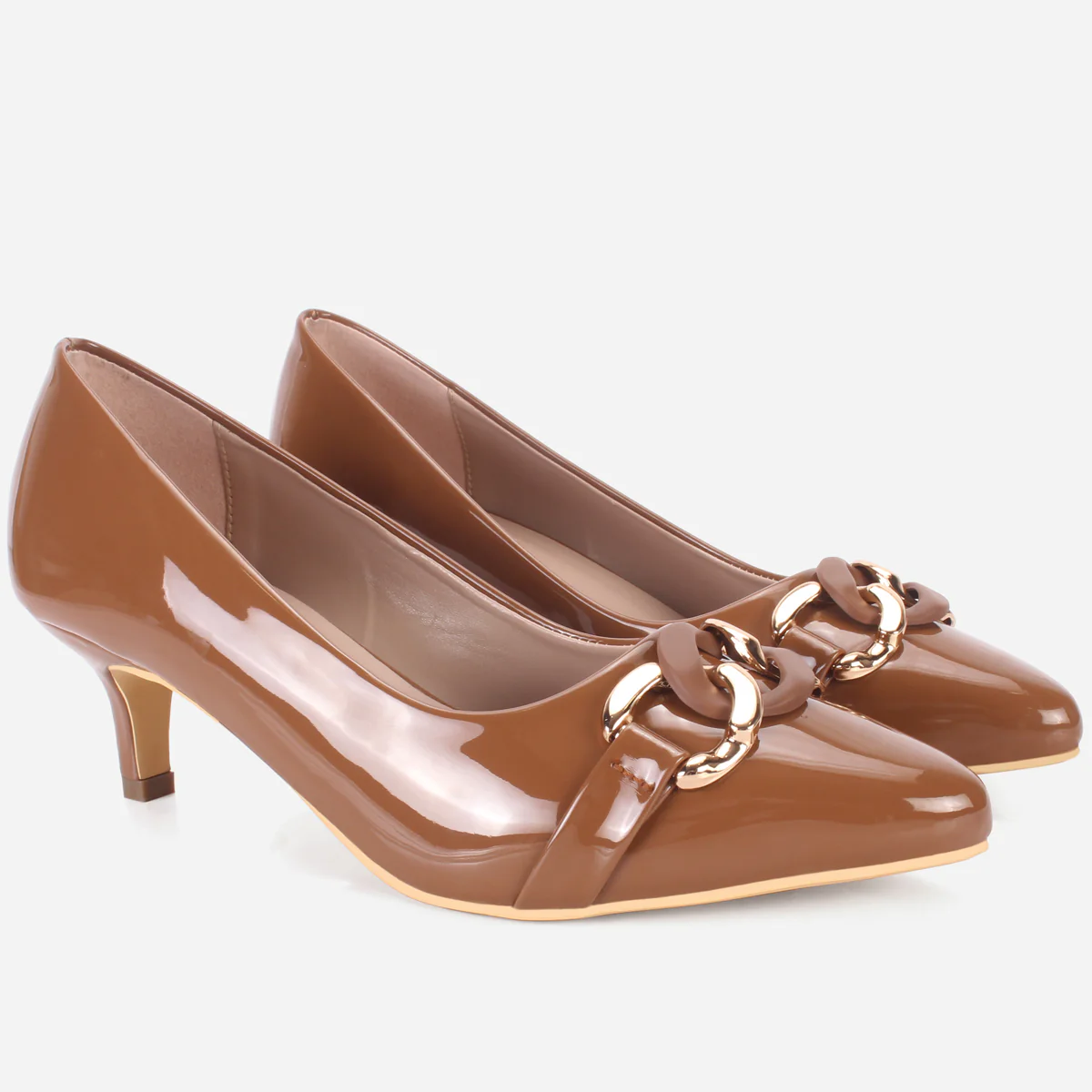 Womens "CINZIA" Patent Buckled Pointed Court Shoes - Image 2