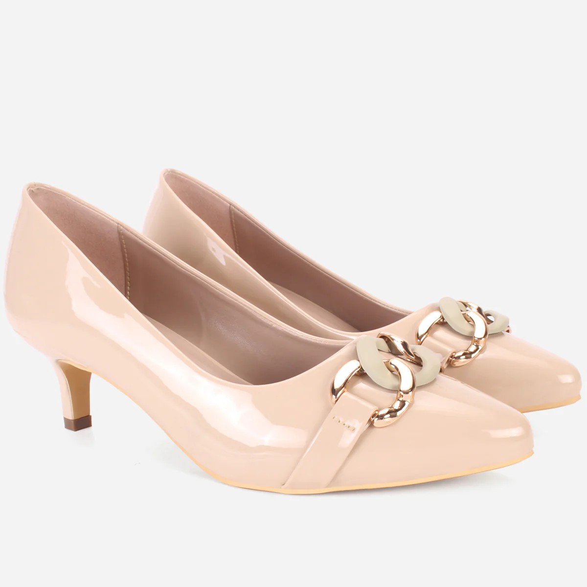 Womens "CINZIA" Patent Buckled Pointed Court Shoes - Image 2