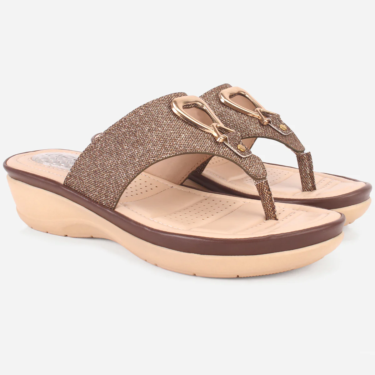 Womens "ERINE" Open Toe Comfy Everyday Wedge Slipper - Image 2
