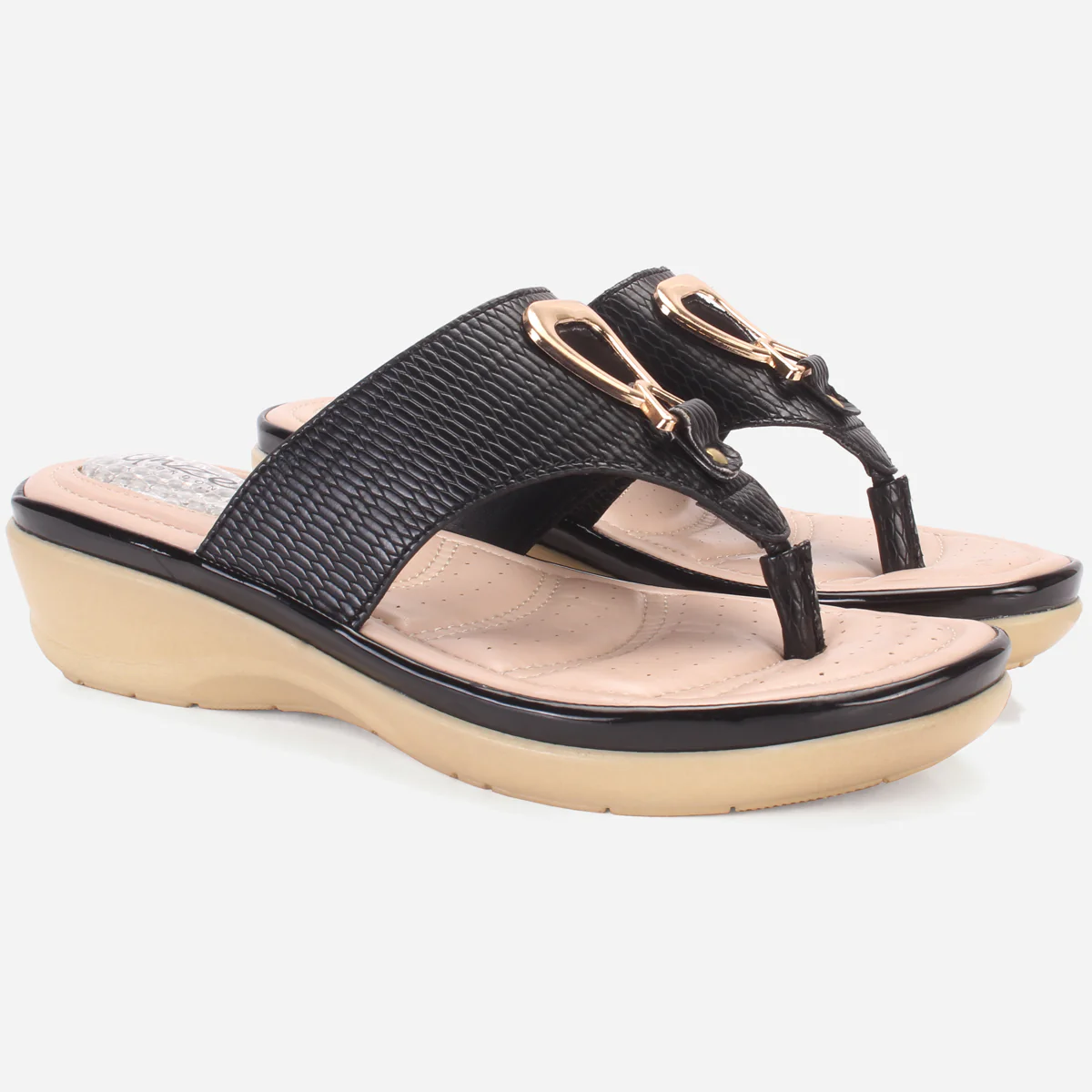 Womens "ERINE" Open Toe Comfy Everyday Wedge Slipper - Image 2
