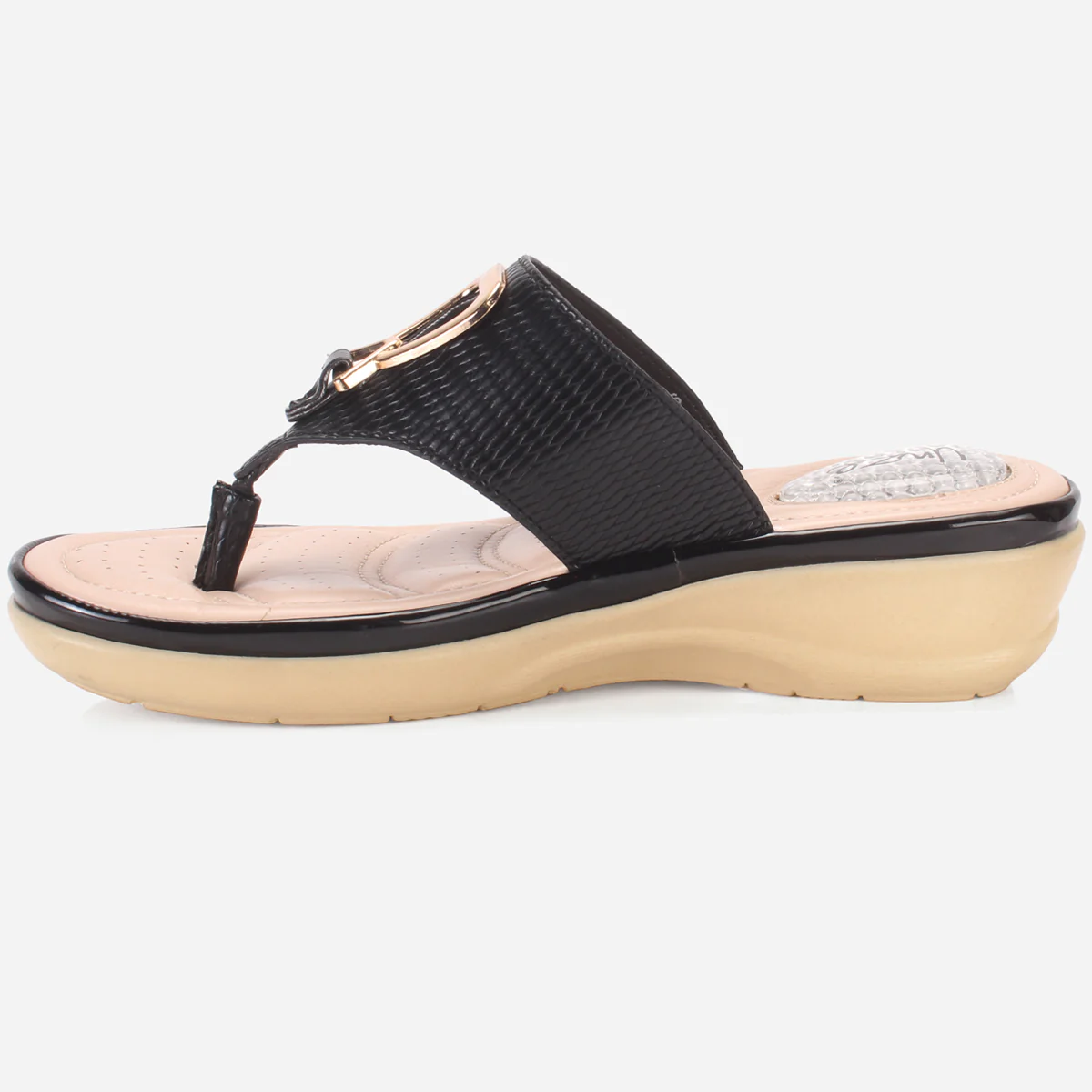 Womens "ERINE" Open Toe Comfy Everyday Wedge Slipper - Image 3