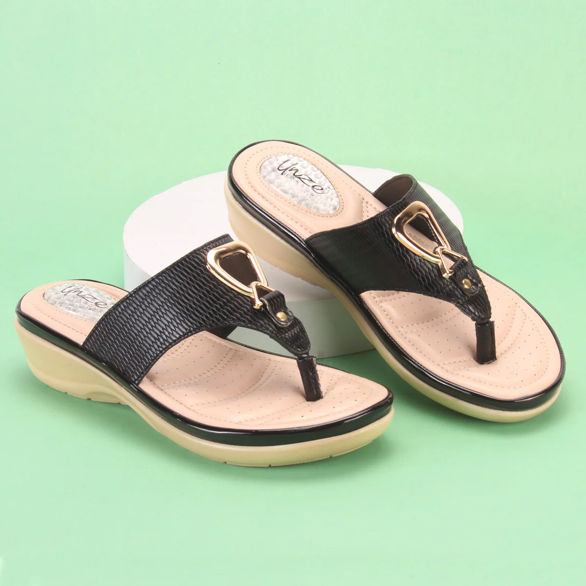 Womens "ERINE" Open Toe Comfy Everyday Wedge Slipper - Image 6
