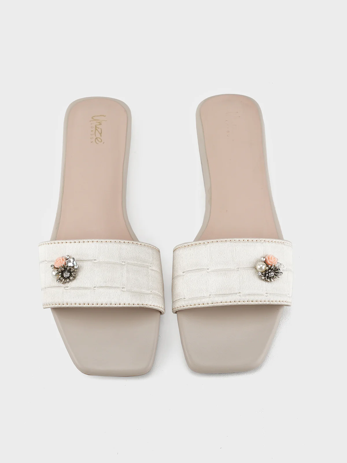 Womens "FERRULE" Satin Decorated Slippers - Image 6