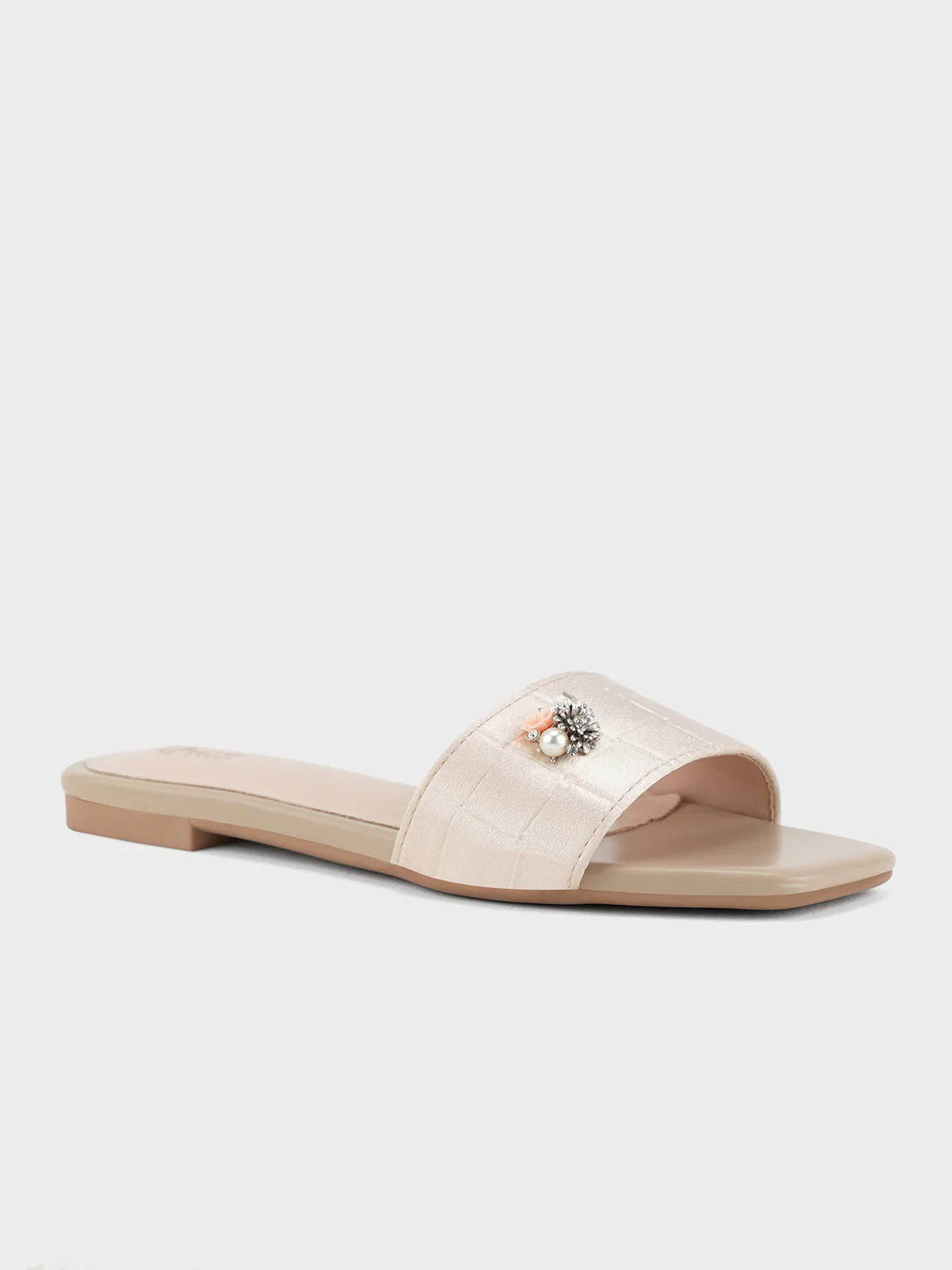 Womens "FERRULE" Satin Decorated Slippers - Image 2