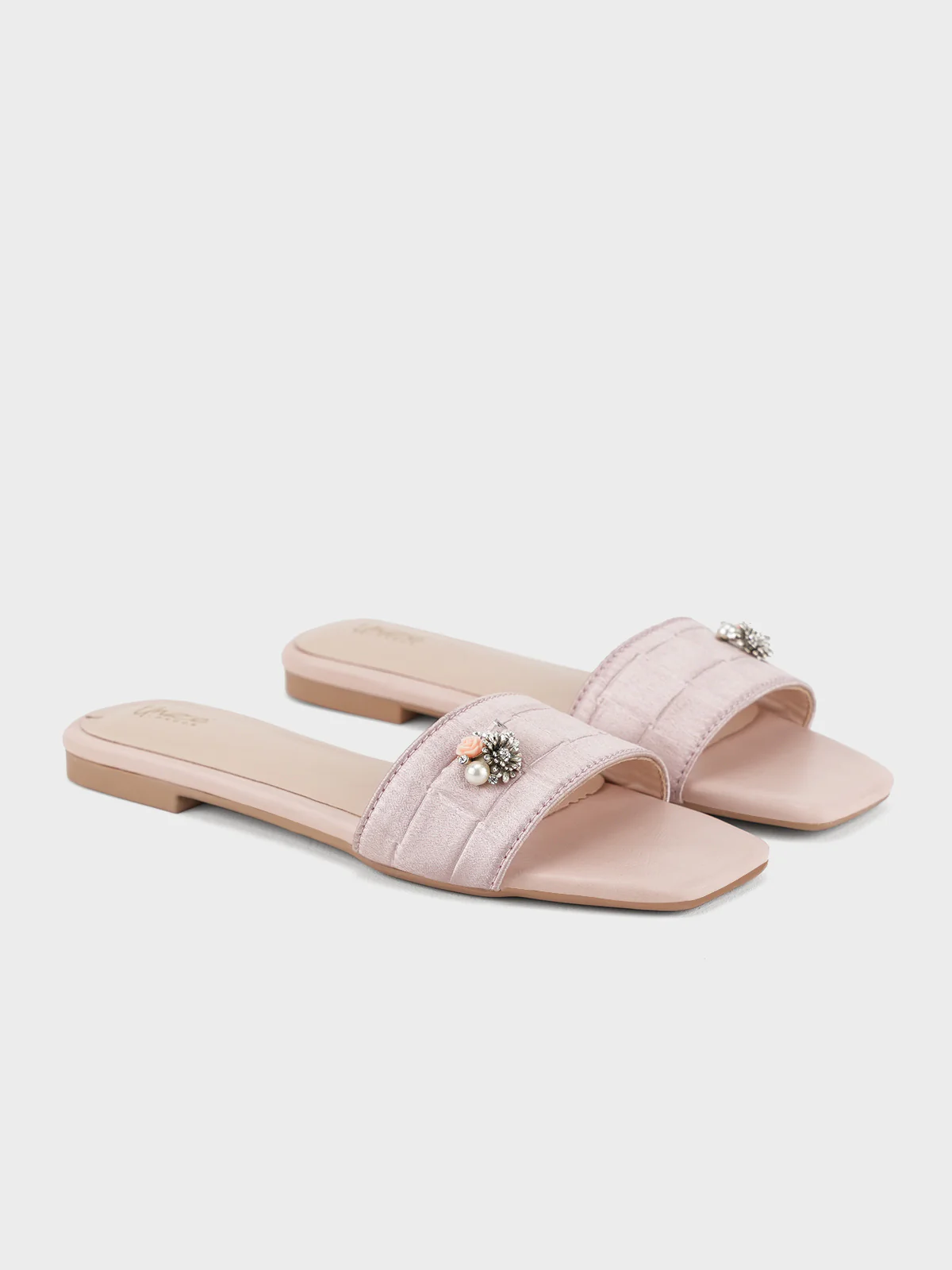 Womens "FERRULE" Satin Decorated Slippers - Image 4