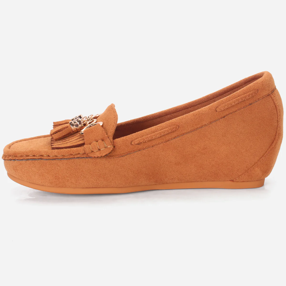 Womens "FIJI" Wedge Comfy Slide In Moccasins - Image 3