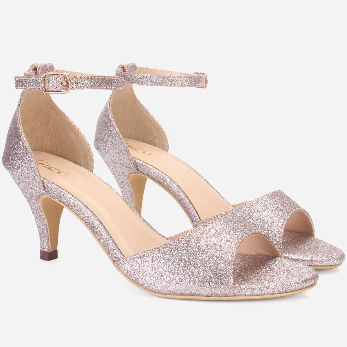 Womens "FLORAA" Glitter Open Toe Wedding Sandals - Image 2