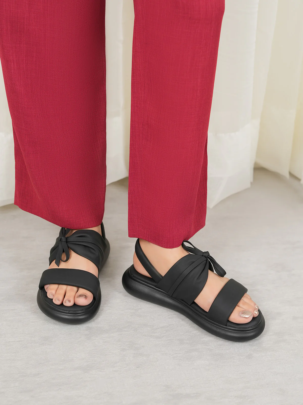 Womens "GREYY" Bow Accented Sandals