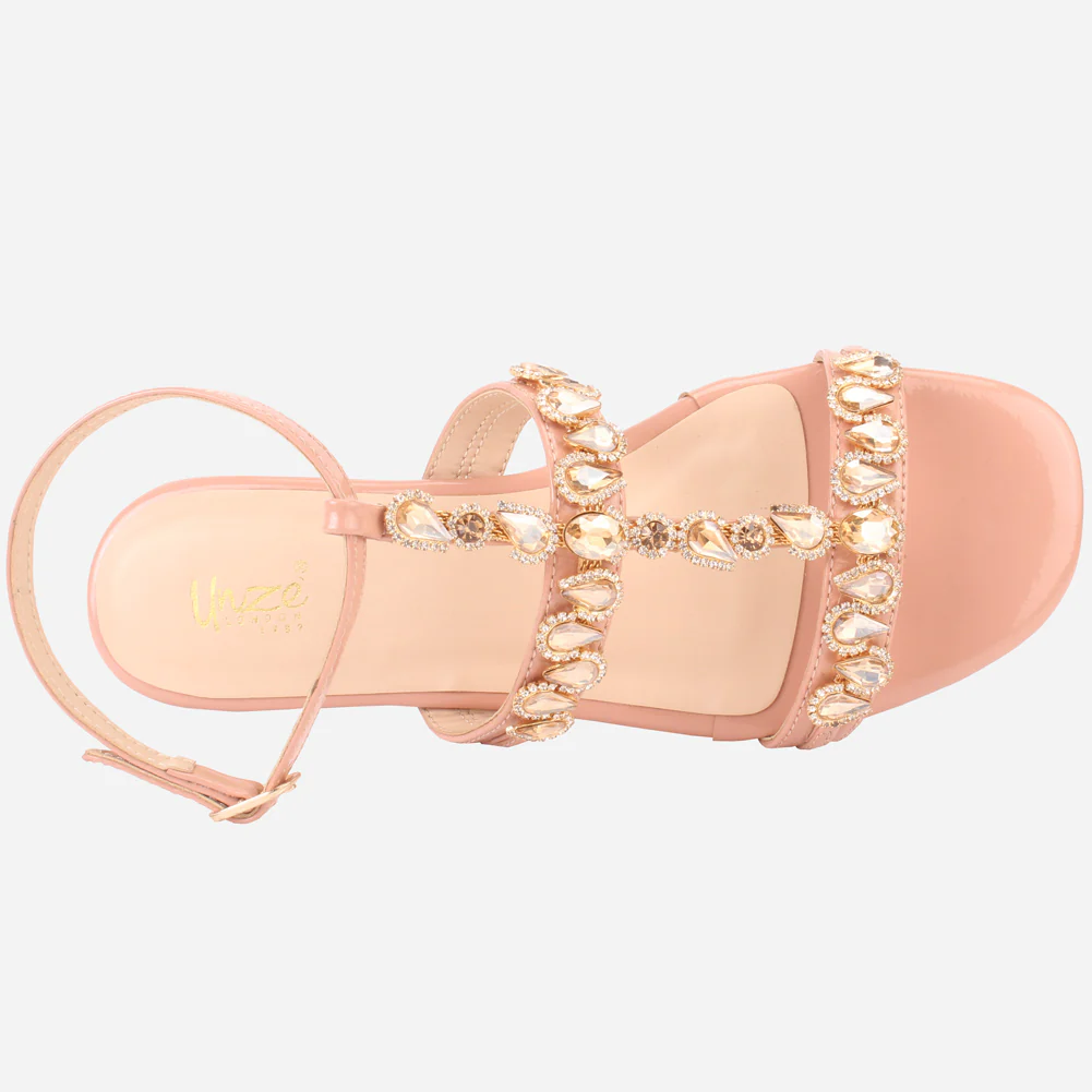 Womens "GUAZA" Embellished Ankle Strap Open Toe Sandals - Image 4