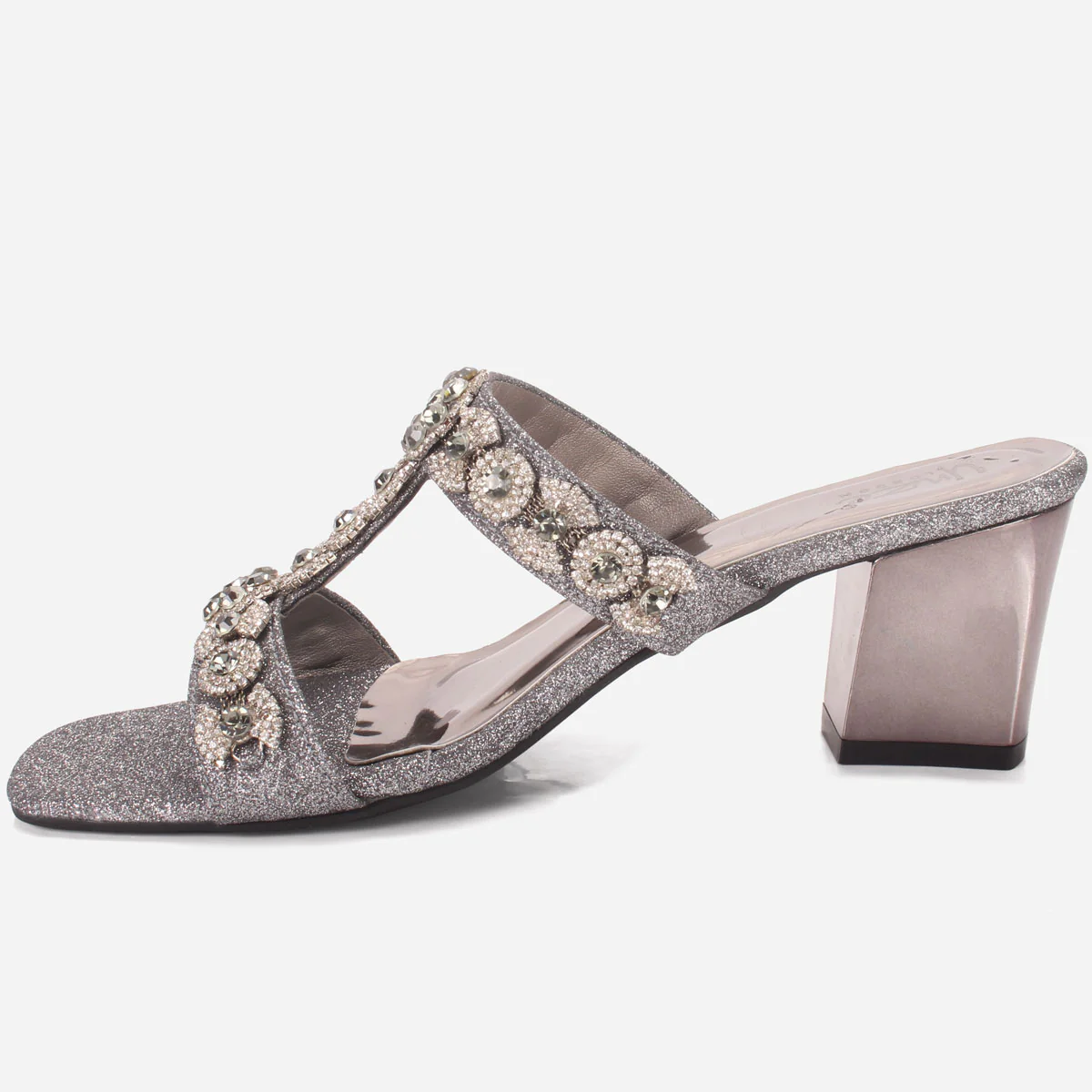 Women's "HIRAX" Decorated Block Heel Slide in Sandals - Image 3