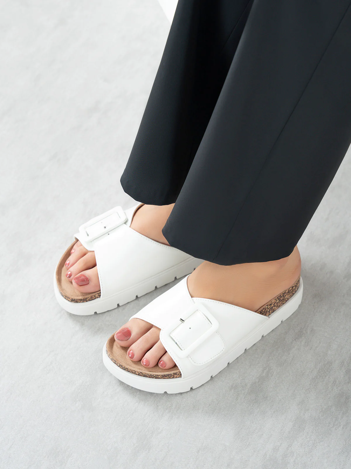 Women's "LINDEY" Buckled Open Toe Slippers - Image 3