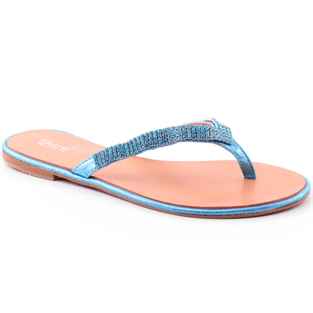 Womens ‘Jazz’ Crystal Adorned Thong Slippers