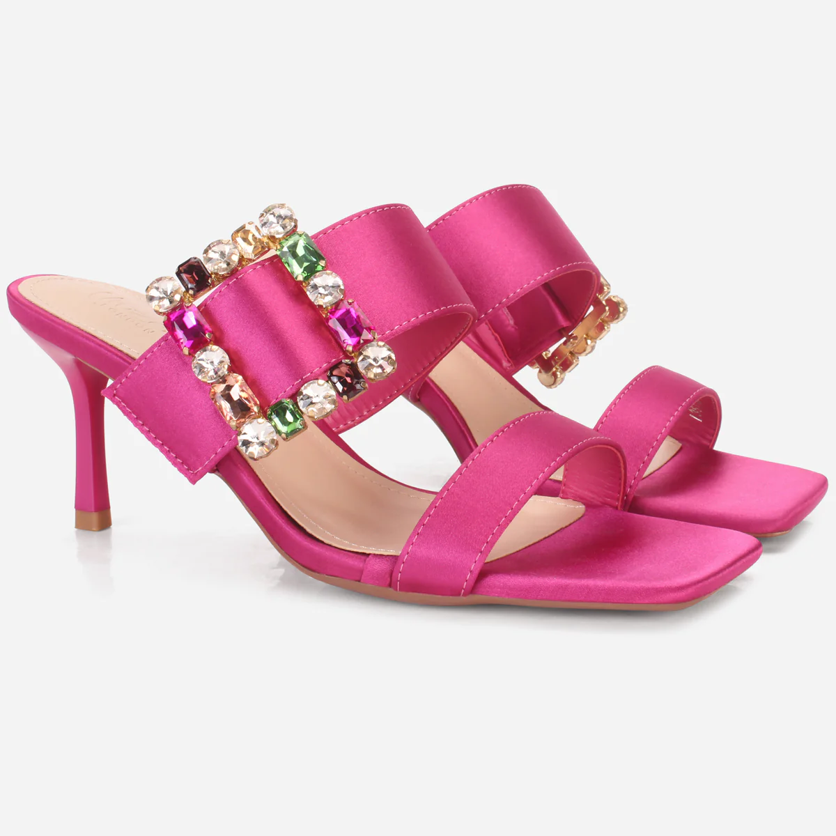 Women's "KARLY" Satin Buckled Sandals - Image 2