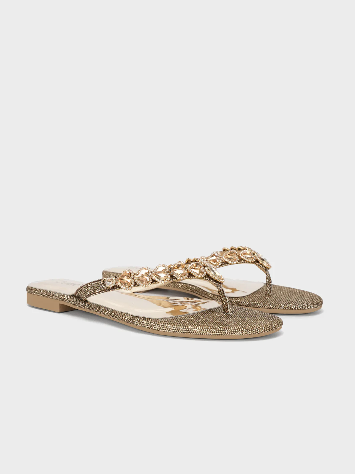Womens "LILAC" V Strap Decorated Summer Slippers - Image 2